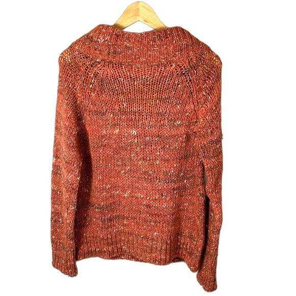 Moth Anthropologie Russet Orange Tweed Mock Cowlneck Pullover Sweater Size M - Picture 5 of 10